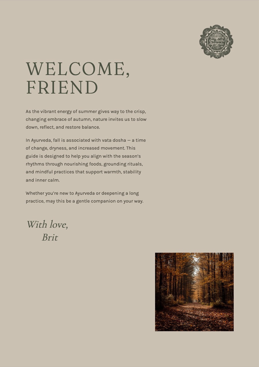 Welcome page from the Fall Wellness Guide
