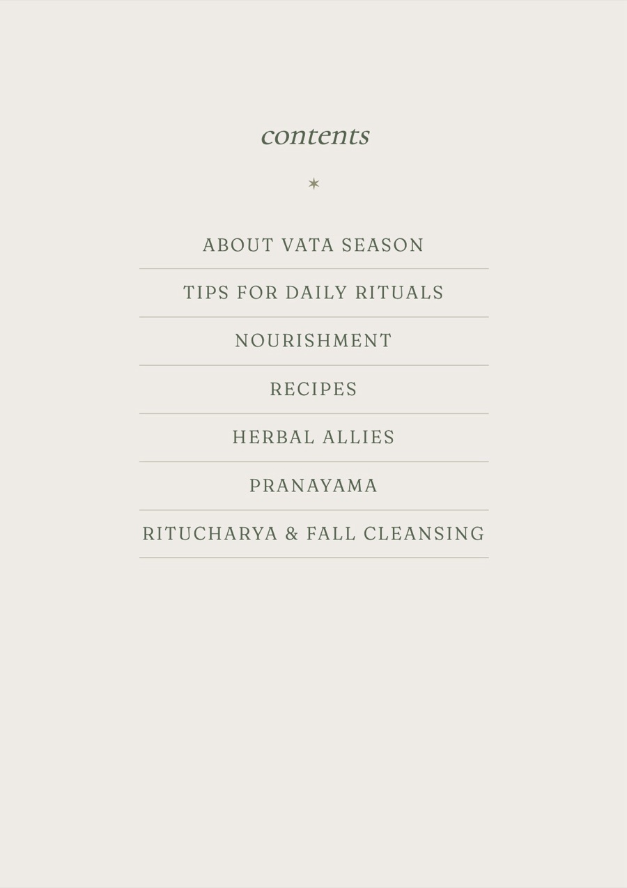 Contents page from the Fall Wellness Guide